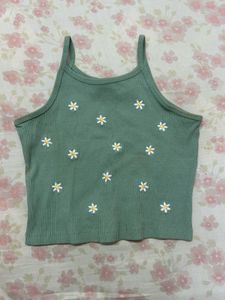 ZARA -Green Floral Crop Top 🍀