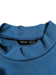 Shein Blue Mock Neck Sleeveless Crop Top Large