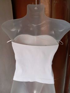 White Ruched Tube Top