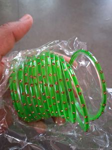 Green Bangles with Embellishments