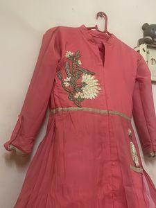Elegant Pink Embroidered Kurti Dress