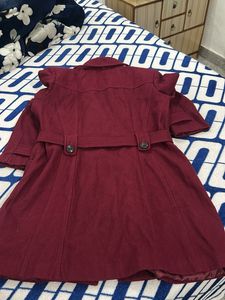 Burgundy belted coat