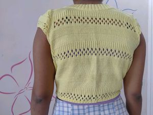 Cute Yellow Knit Cardigan