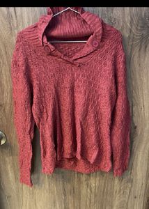 Rust Knitted Turtleneck Sweater