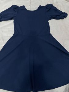 Navy Blue Puff Sleeve Dress
