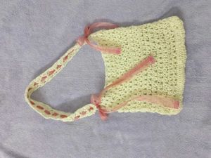Handmade Crochet Mesh Bag with Ribbons