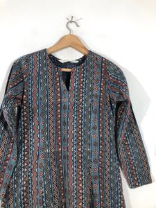 Dark Blue Printed A-Line Kurta(Women’s)