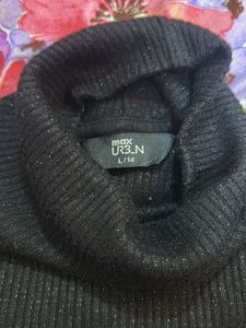 Sparkly Black Turtleneck Top