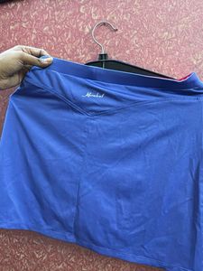Blue Skirt with Floral Design