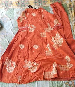 Vibrant Orange Kurta Set with Dupatta