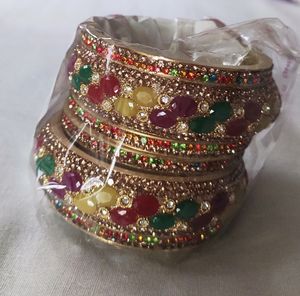 Rubies And Emerald Embellished Bangles