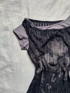 Unique Black Sheer Graphic Top