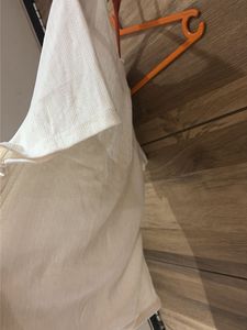 Cream Ribbed Square Neck Top