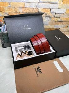 Armani Double Buckle Reversible Belts With Box