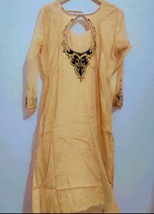 Cream Color Party Wear Kurta &amp; Dupatta For 36 Bust