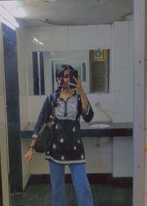 Black Chikankari Kurta