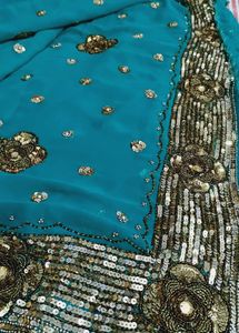 Stunning Blue Embellished Saree