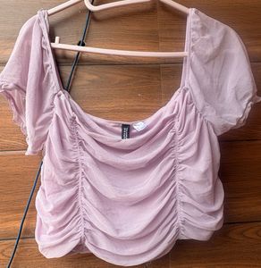Sheer Ruched Crop Top