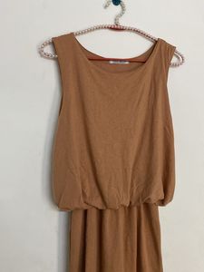 Casual Brown Sleeveless Mini Dress