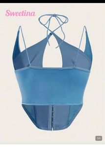 Savana Stylish Blue Halter Neck Top