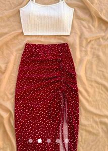 Red Hearts Co-ord Set with Slit ❤️