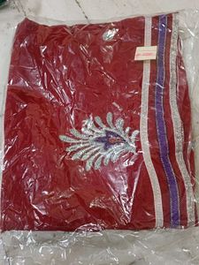 Elegant Red Embroidered Saree