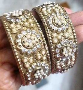 Pearl &amp; Stone gold Bangles