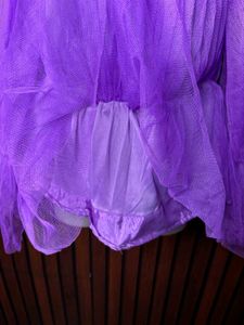 Purple Tulle Puff Sleeve Top