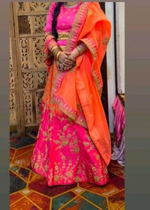 Vibrant Pink & Orange Lehenga