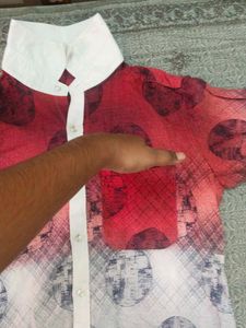 Stylish Red &amp; White Printed Shirt