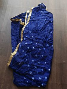 Royal Blue Bandhani Dupatta with Gold Border