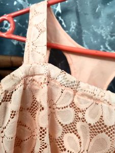 Elegant peach colour Lace Peplum Top