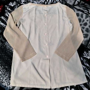 Sheer Sleeve Button-Up Top