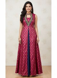 The elegant magenta & Gold Embellished dress