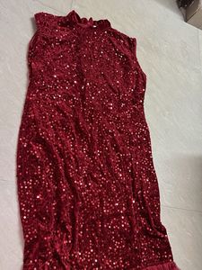Elegant Maroon Sequin Ethnic Gown