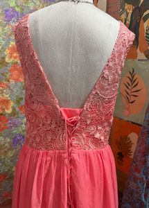 Elegant Coral Lace Gown
