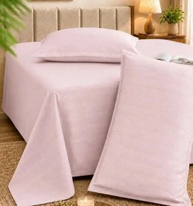 Soft Striped Pink double Bed Sheet