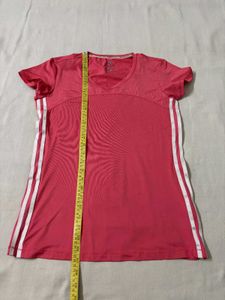 Adidas Pink T-Shirt with Stripes