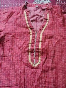Red Printed Kurta with lining