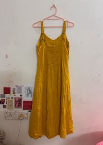 yellow embroidered midi dress