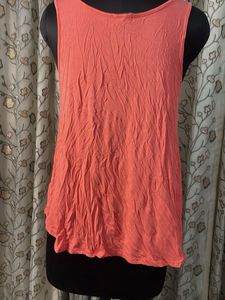 Coral V-Neck Sleeveless Top