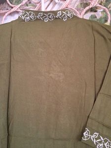 Olive Green Embroidered Kurta