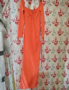 Stunning Orange Ruched Maxi Dress🍊🍤🍦🎨