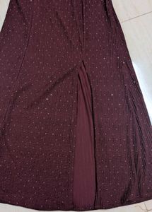 Sparkly Maroon Strappy Midi Dress