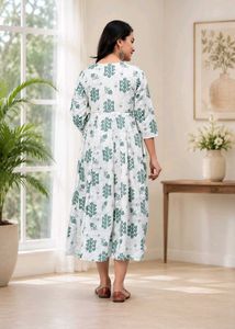 Green Printed Kurta for Women-XXL