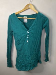 Teal Long Sleeve Henley Top