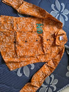 Orange Floral Print Shirt