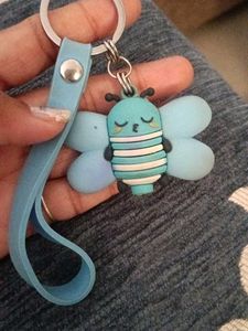 cute 3d silicone honeybee keychain with wrist stra