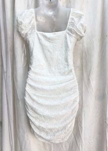 I. Chic White Ruched Mini Dress