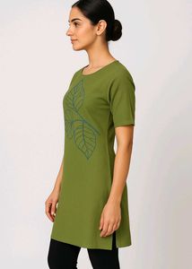 Olive Floral Print Kurti For Women